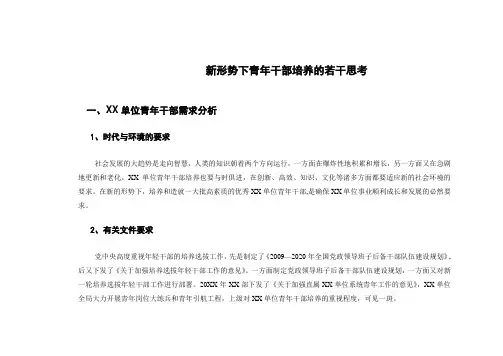 新形势下青年干部培养的若干思考