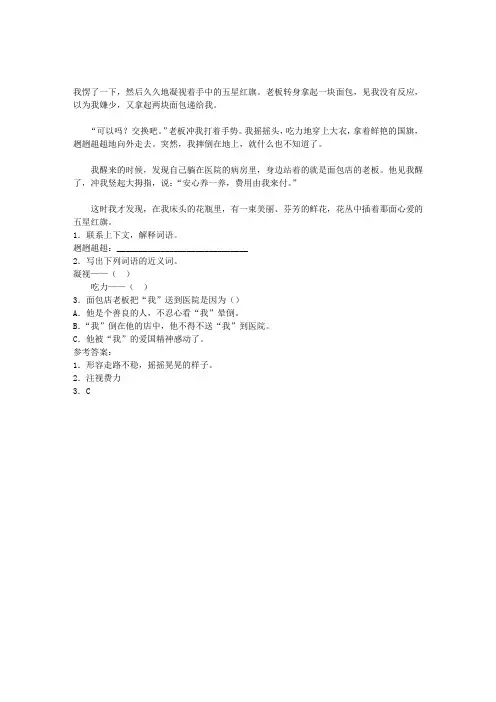 一面五星红旗阅读答案