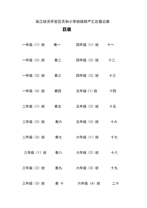 班级财产登记表 3