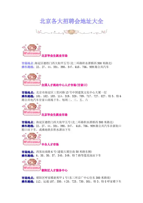 北京各大招聘会地址大全