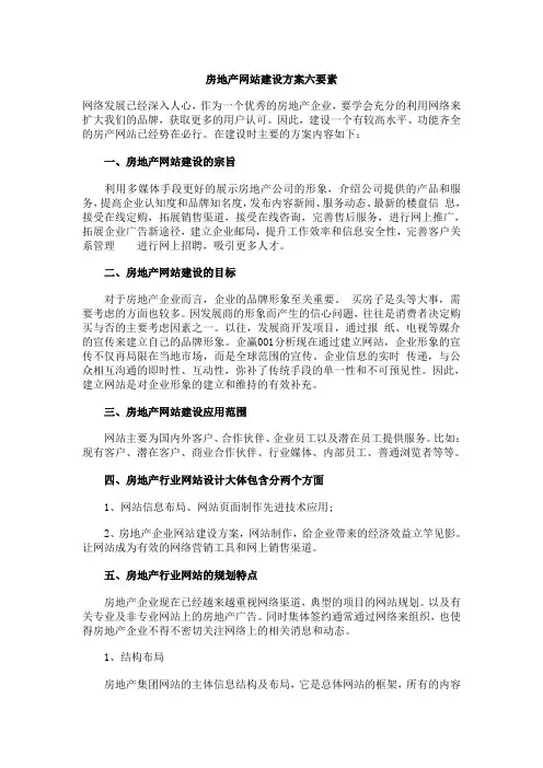 房地产网站建设方案六要素