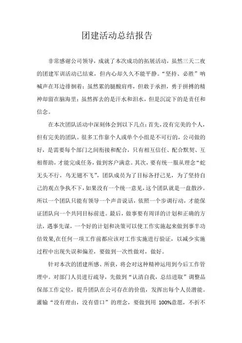 团建活动总结报告