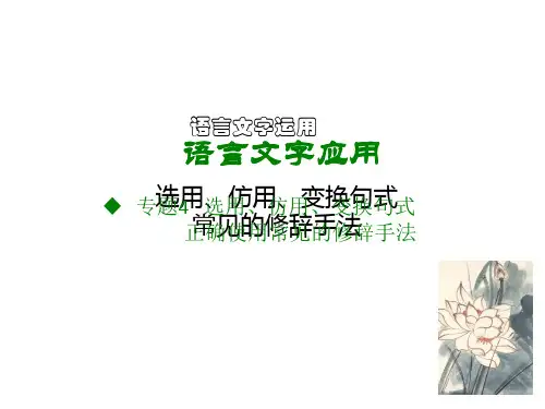 2018版高考语精编课件-语言文字应用 专题4.选用、仿用、变换句式 正确使用常见的修辞手法 (共40张PPT)