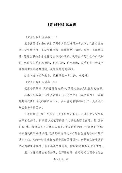 《黄金时代》读后感