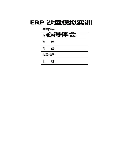 沙盘模拟实训总结报告
