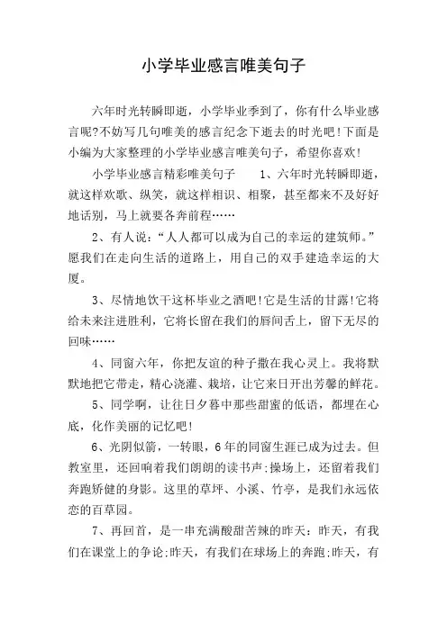 小学毕业感言唯美句子