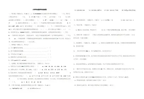 人教版小学毕业数学考试试卷