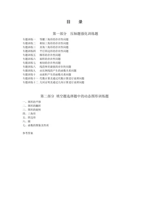 2014挑战中考数学压轴题_强化训练