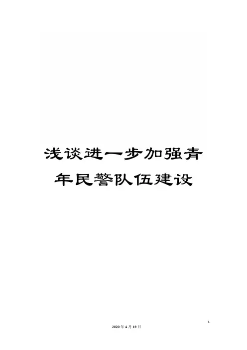 浅谈进一步加强青年民警队伍建设