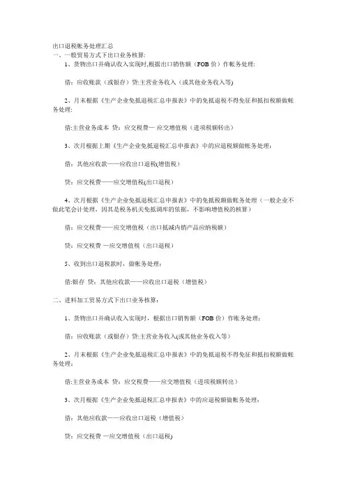 出口退税帐务处理汇总