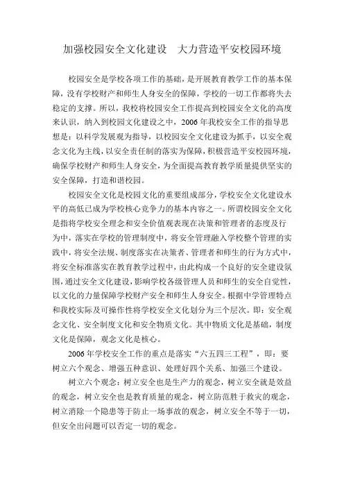 加强校园安全文化建设  大力营造平安校园环境
