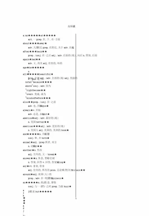 英语B级考试重点单词表