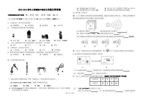 2012-2013学年上学期期中考试九年级化学试卷