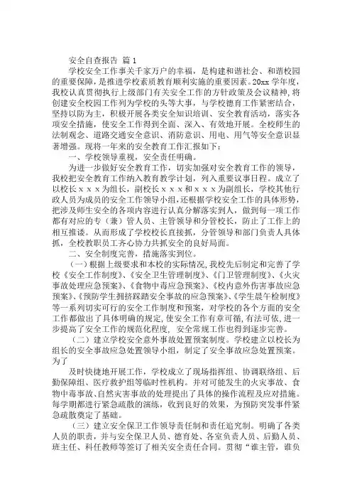 最新安全自查报告范文精选(5)