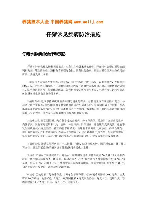 仔猪常见疾病防治措施