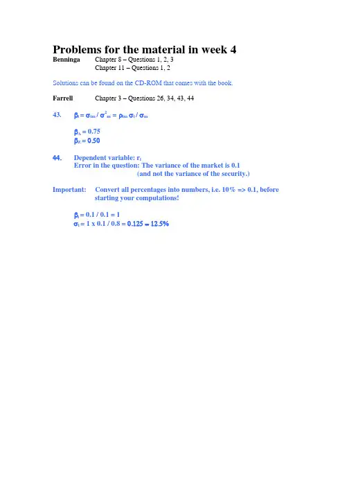 FINS5517_APPLIED PORTFOLIO MANAGEMENT & MODELLING_2005 Semester 2_Week 4solutions