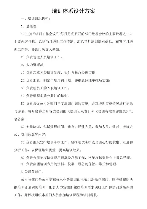 公司培训体系设计方案 2