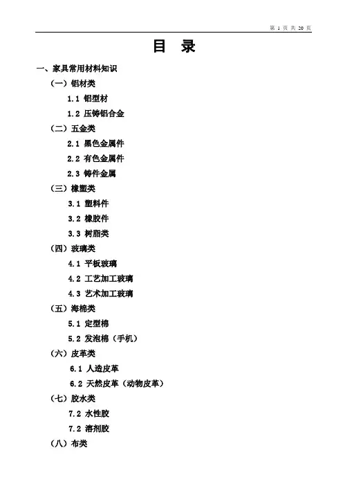 家具常用材料知识