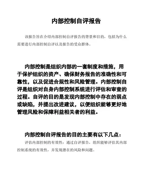 内部控制自评报告