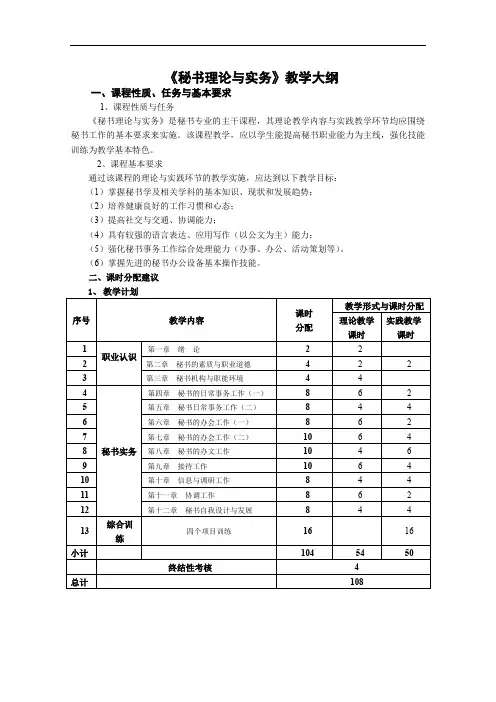 《秘书理论与实务》教学大纲.doc