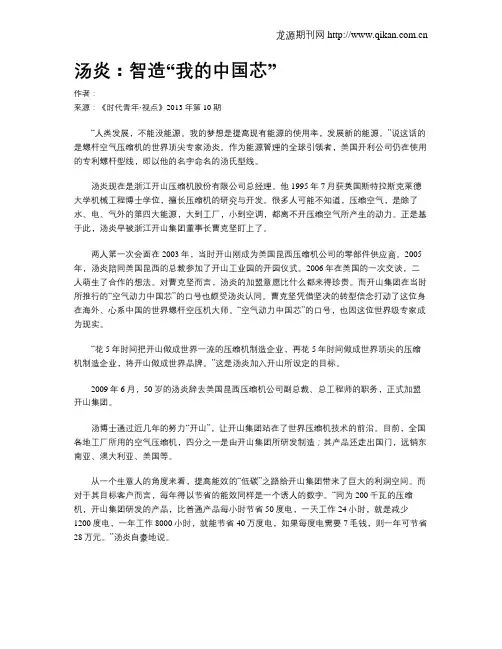 汤炎：智造“我的中国芯”