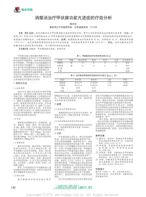 消瘿汤治疗甲状腺功能亢进症的疗效分析