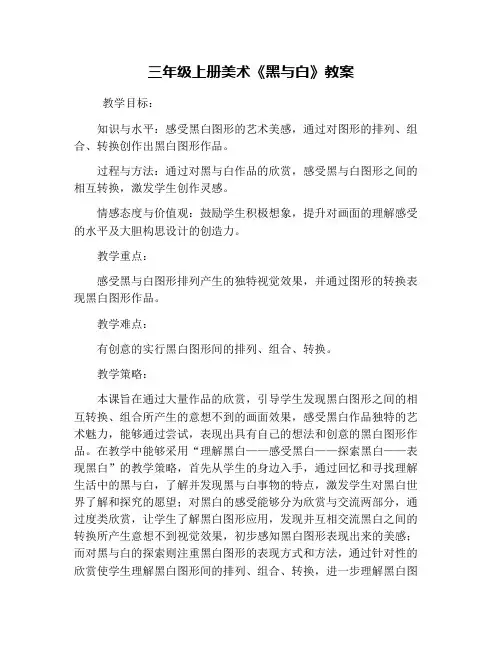 三年级上册美术《黑与白》教案