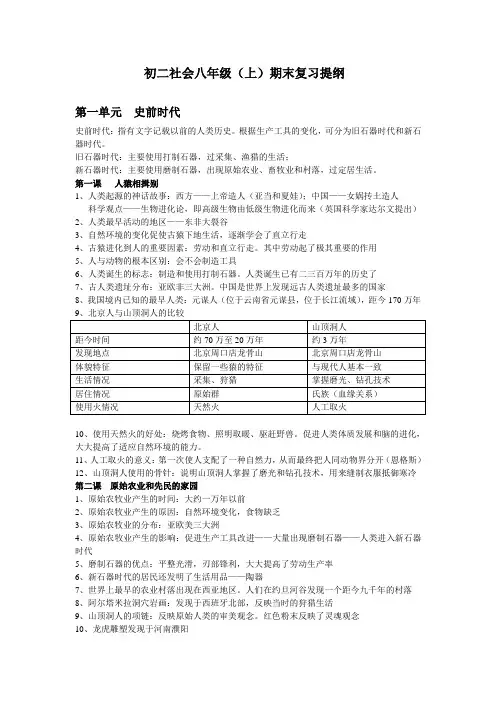 初二社会复习提纲