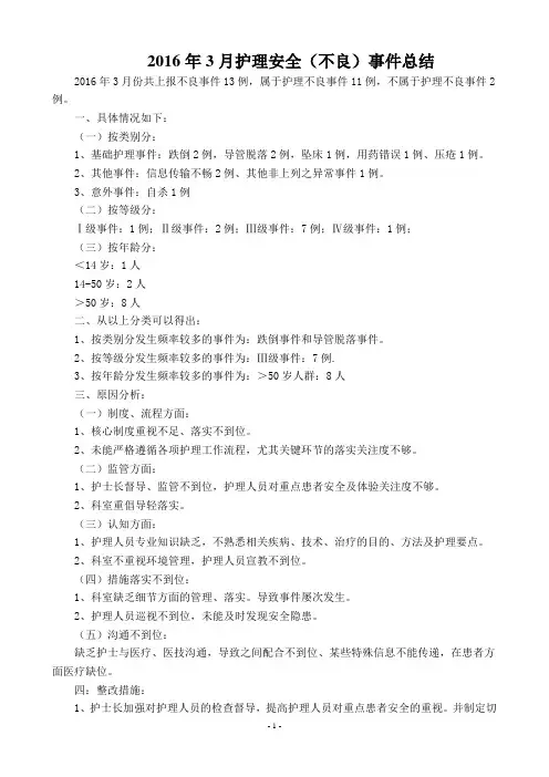 3月不良事件总结