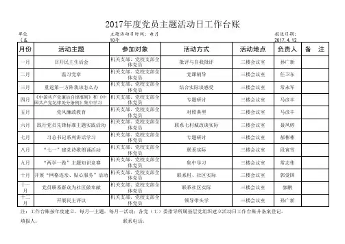 党员主题活动日年度计划安排表