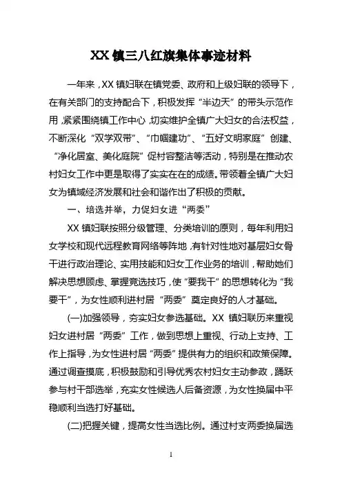 乡镇三八红旗集体事迹材料