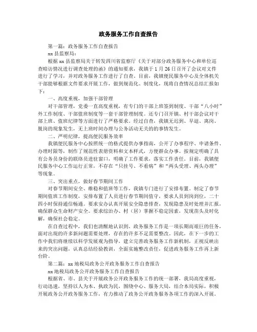 政务服务工作自查报告