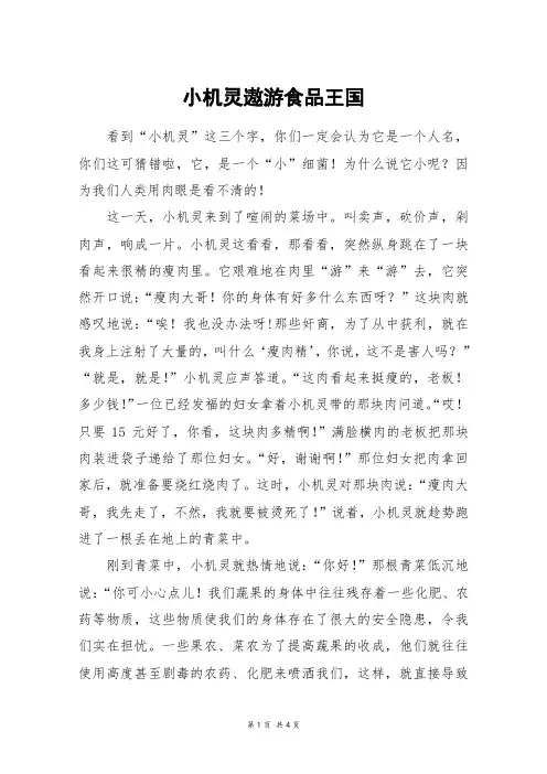 小机灵遨游食品王国_高三作文