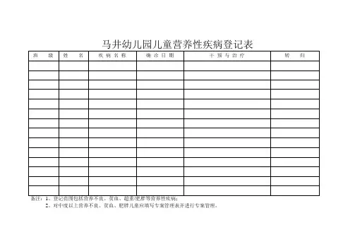 营养性疾病登记表