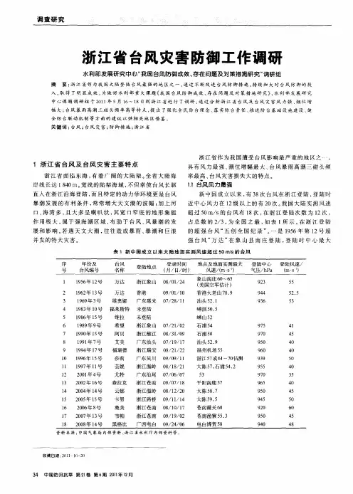 浙江省台风灾害防御工作调研