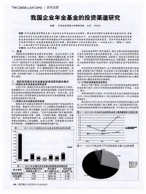我国企业年金基金的投资渠道研究