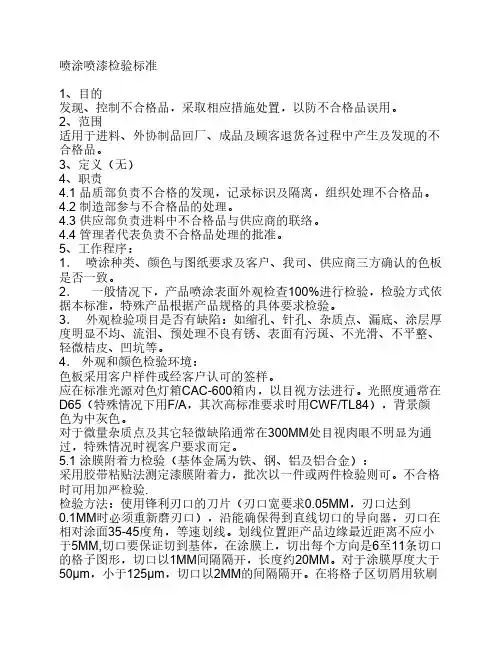 喷涂喷漆检验标准