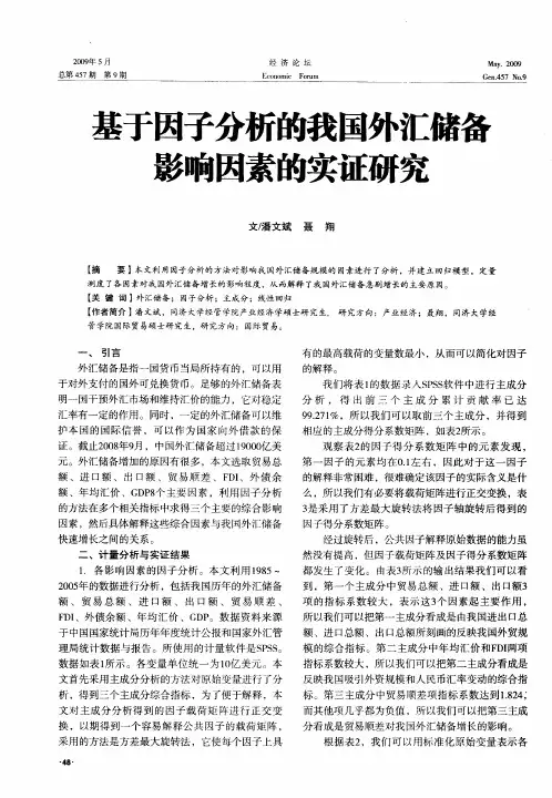 基于因子分析的我国外汇储备影响因素的实证研究