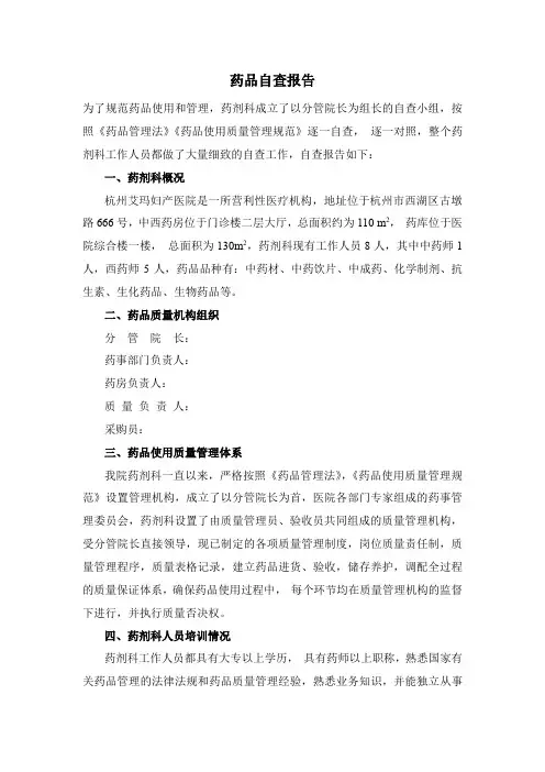 药品自查报告