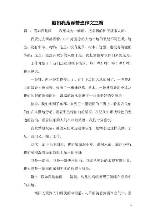 假如我是雨精选作文三篇