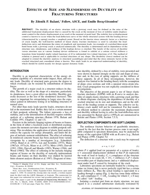 Effects of size and slenderness on ductility of fracturing structures