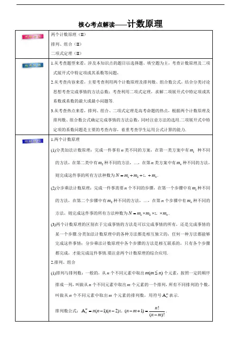 高考理科数学考前冲刺-计数原理