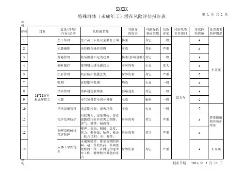 未成年工保护程序及风险评估报告