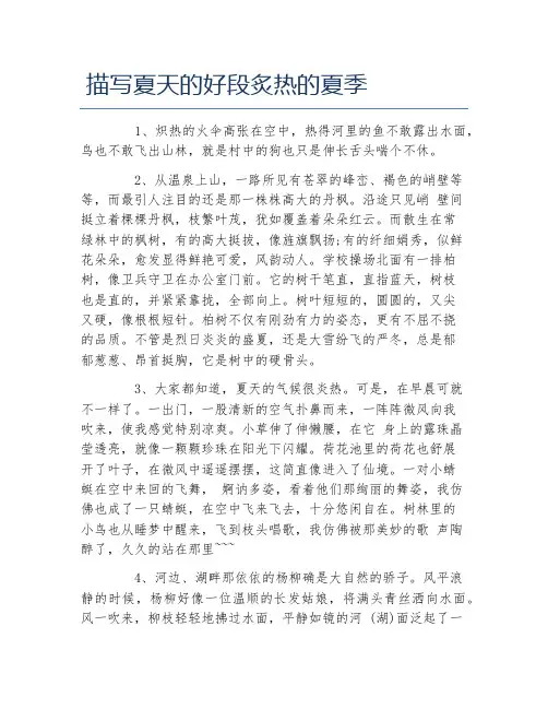 描写夏天的好段炙热的夏季