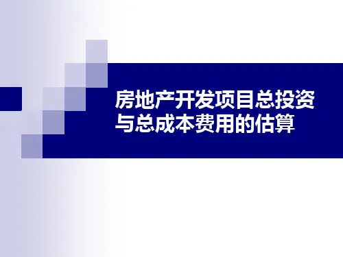 项目总投资与总成本估算