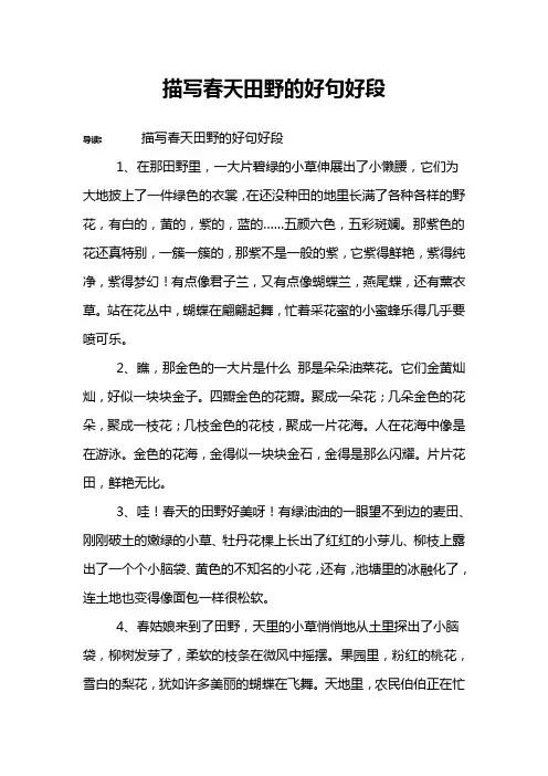 描写春天田野的好句好段