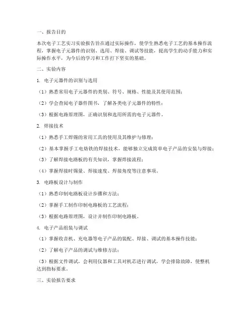 电子工艺实习实验报告要求