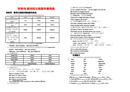 八年级英语专题-形容词-副词的比较级和最高级  专项练习