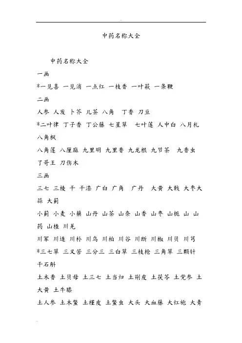 中药名称大全