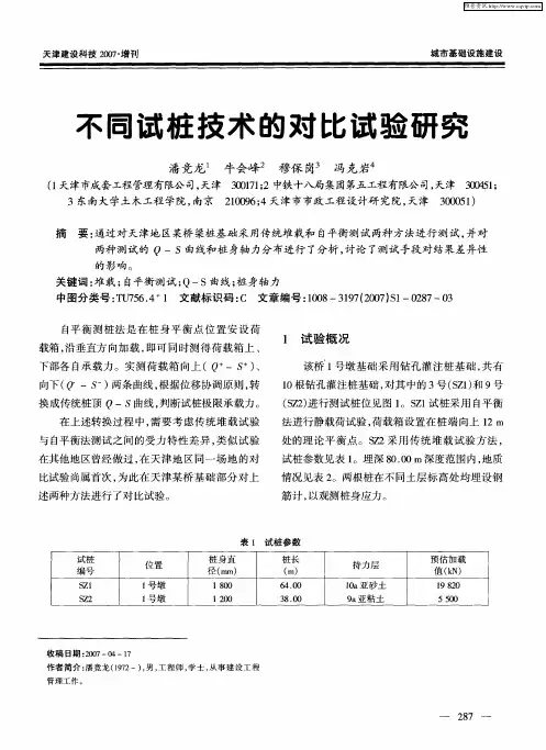 不同试桩技术的对比试验研究